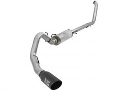 aFe Large Bore-HD 4in 409 SS Turbo-Back Exhaust System w/Black Tip 00-03 Ford Excursion V8 7.3L (td)