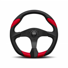 MOMO Quark Steering Wheel 350 mm - Black Poly/Black Spokes/Red Airleather Center Stripe
